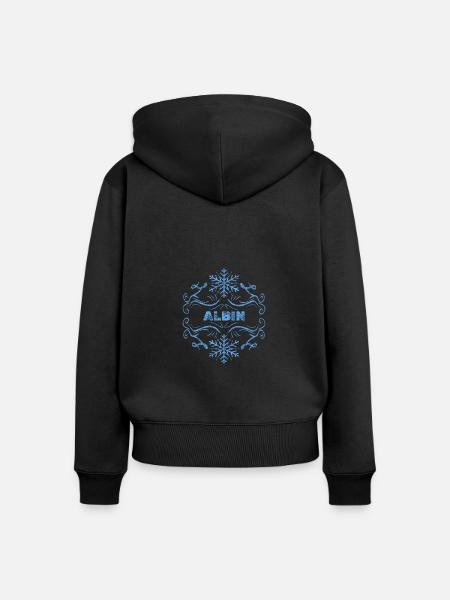 Albin - Frauen Premium Bio Zip Hoodie - Schwarz