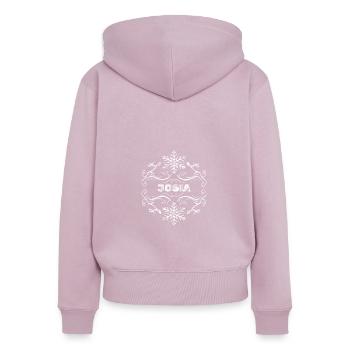 Josias d’hiver - Sweat à capuche zippé Premium bio Femme - rose poudré - Dos - Julia (174cm)