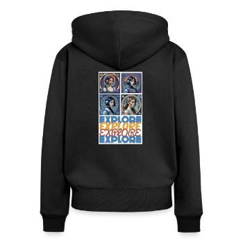 Explore beyond the Limits - Women's Premium Organic Zip Hoodie - black - Back - Julia (174cm)