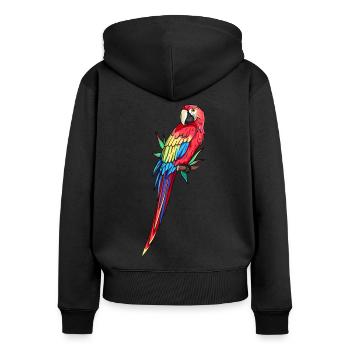 Ara Papagei Amazonas Papageien Federn - Frauen Premium Bio Zip Hoodie - Schwarz - Hinten - Julia (174cm)