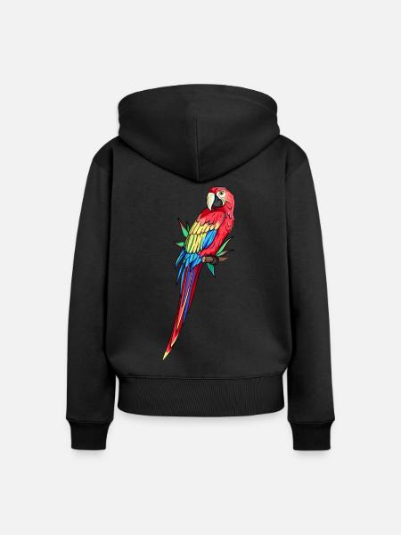 Ara Papagei Amazonas Papageien Federn - Frauen Premium Bio Zip Hoodie - Schwarz
