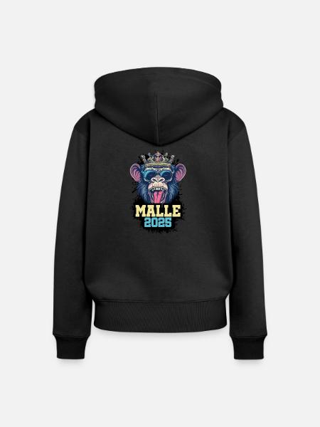 Malle 2025 Affe - Frauen Premium Bio Zip Hoodie - Schwarz