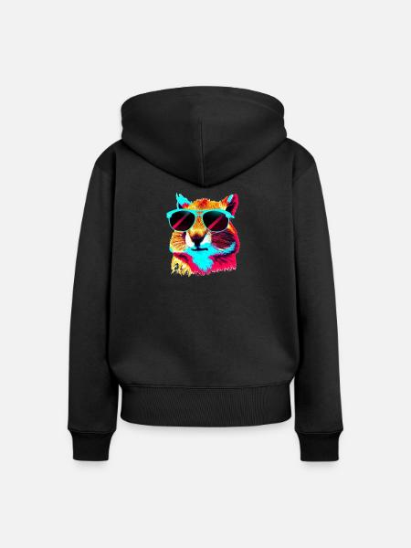 hamster cool - Frauen Premium Bio Zip Hoodie - Schwarz