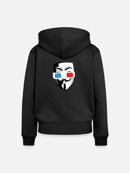 3D-Kino Brille Maske - Frauen Premium Bio Zip Hoodie - Schwarz