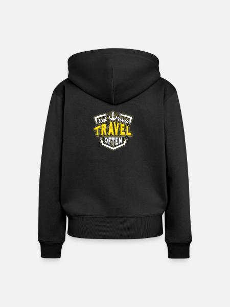 Esse gut, reise oft. - Frauen Premium Bio Zip Hoodie - Schwarz