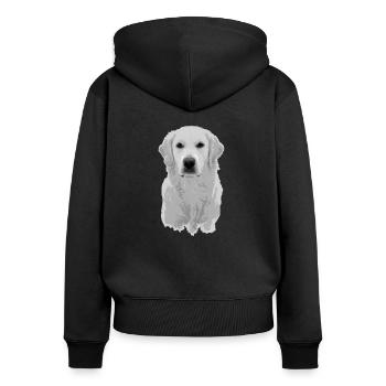 Golden Retriever - Frauen Premium Bio Zip Hoodie - Schwarz - Hinten - Julia (174cm)