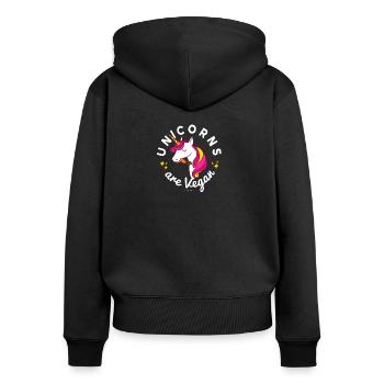 Vegan Unicorn TShirt: Unicorns are Vegan - Women's Premium Organic Zip Hoodie - black - Back - Julia (174cm)