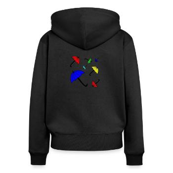 Sonnenschirm T-Shirt - Frauen Premium Bio Zip Hoodie - Schwarz - Hinten - Julia (174cm)