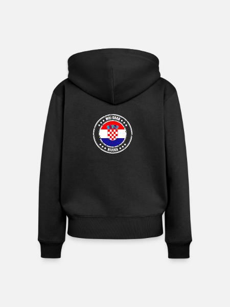 MOJ GRAD RIJEKA - Frauen Premium Bio Zip Hoodie - Schwarz