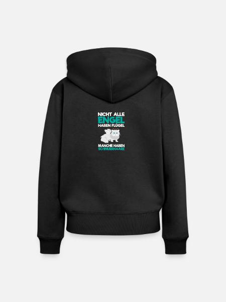 ENGEL KATZE! - Frauen Premium Bio Zip Hoodie - Schwarz