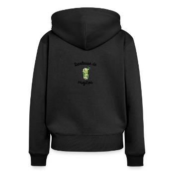 Dealeuse de mojito - Sweat à capuche zippé Premium bio Femme - noir - Dos - Julia (174cm)