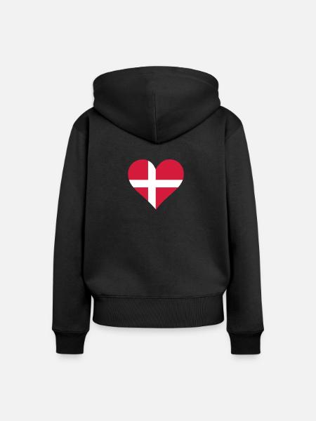 Ein Herz für Dänemark - Frauen Premium Bio Zip Hoodie - Schwarz