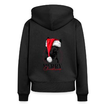 Santa Thai Ridgeback Merry Christmas Wilsigns - Frauen Premium Bio Zip Hoodie - Schwarz - Hinten - Julia (174cm)