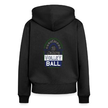 10 Jahre Volleyball Jubiläum Volleyballspieler - Frauen Premium Bio Zip Hoodie - Schwarz - Hinten - Julia (174cm)