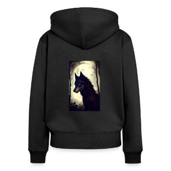 Loup-garou | Loup | Créatures mythiques | Monstres | Mystique - Sweat à capuche zippé Premium bio Femme - noir - Dos - Julia (174cm)