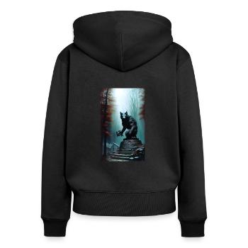 Loup-garou | Loup | Créatures mythiques | Monstres | Mystique - Sweat à capuche zippé Premium bio Femme - noir - Dos - Julia (174cm)