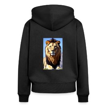 Lion | Animal | Prédateur | Rugissement | Roi | Afrique - Sweat à capuche zippé Premium bio Femme - noir - Dos - Julia (174cm)