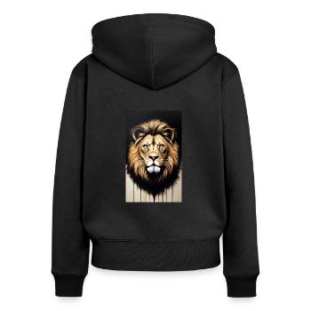 Lion | Animal | Prédateur | Rugissement | Roi | Afrique - Sweat à capuche zippé Premium bio Femme - noir - Dos - Julia (174cm)
