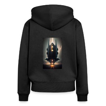 Alien | UFO | Raumschiff | UAP | außerirdische - Frauen Premium Bio Zip Hoodie - Schwarz - Hinten - Julia (174cm)
