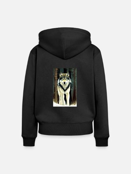 Wolf | Raubtier | Hund | Mystisch - Frauen Premium Bio Zip Hoodie - Schwarz