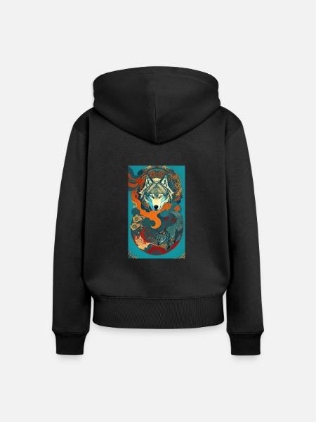 Wolf | Raubtier | Hund | Mystisch - Frauen Premium Bio Zip Hoodie - Schwarz