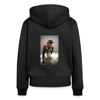 Aigle | Oiseaux | Liberté | Animaux - Sweat à capuche zippé Premium bio Femme - noir - Dos - Julia (174cm)