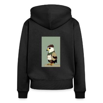 Aigle | Oiseaux | Liberté | Animaux - Sweat à capuche zippé Premium bio Femme - noir - Dos - Julia (174cm)