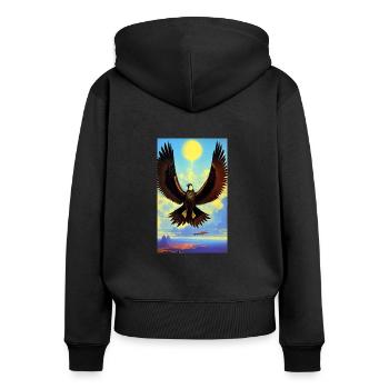 Aigle | Oiseaux | Liberté | Animaux - Sweat à capuche zippé Premium bio Femme - noir - Dos - Julia (174cm)