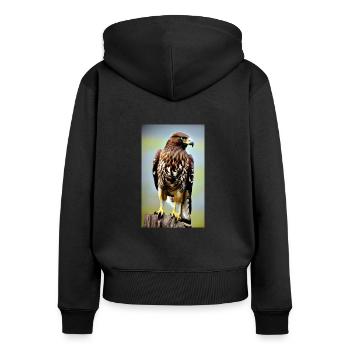 Aigle | Oiseaux | Liberté | Animaux - Sweat à capuche zippé Premium bio Femme - noir - Dos - Julia (174cm)