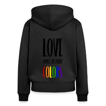 Love comes in many colors LGBTQI - Frauen Premium Bio Zip Hoodie - Schwarz - Hinten - Julia (174cm)