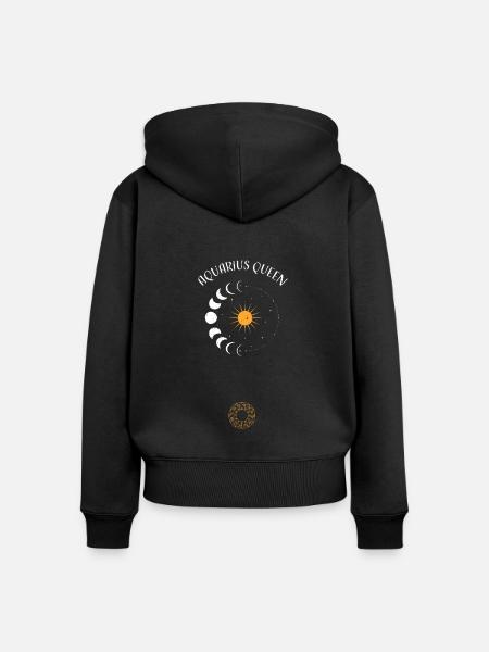 Aquarius Queen - Astrology - Frauen Premium Bio Zip Hoodie - Schwarz