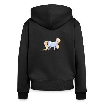 pony - Women's Premium Organic Zip Hoodie - black - Back - Julia (174cm)