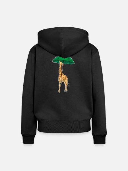 Giraffe Regenschirm - Frauen Premium Bio Zip Hoodie - Schwarz