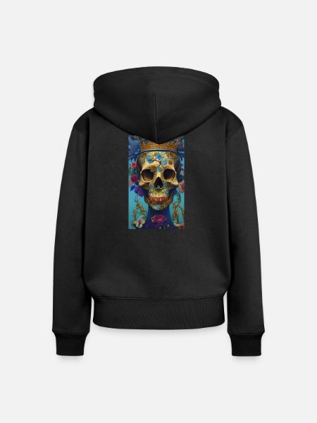 Beautiful fantasy Skull - Frauen Premium Bio Zip Hoodie - Schwarz