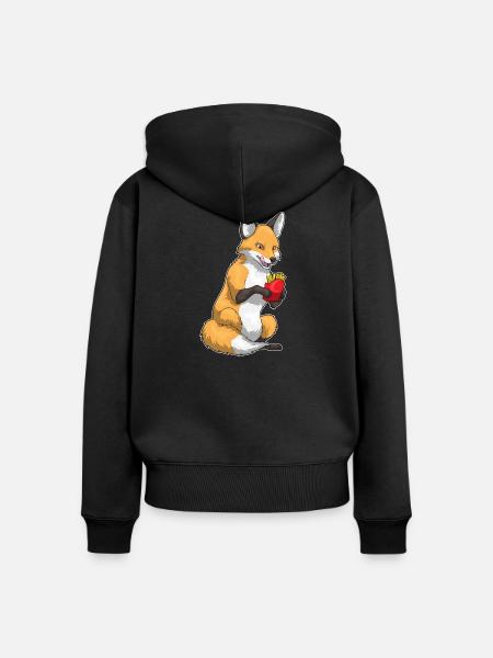 Fuchs Pommes frites - Frauen Premium Bio Zip Hoodie - Schwarz