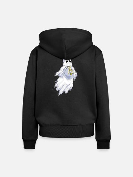 Geist Halloween Banane - Frauen Premium Bio Zip Hoodie - Schwarz