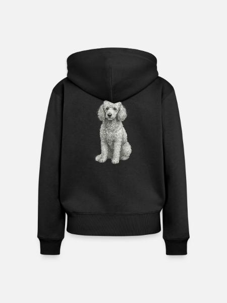 Pudel Hund im Handzeichnungsstil - Frauen Premium Bio Zip Hoodie - Schwarz