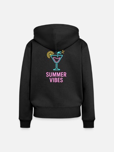 Sommer Vibes Neon Cocktail - Frauen Premium Bio Zip Hoodie - Schwarz