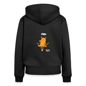 Om Oooommm Fuchs neue Wahrnehmung - Frauen Premium Bio Zip Hoodie - Schwarz - Hinten - Julia (174cm)