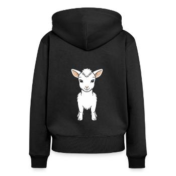 Citation humour petite chèvre - Sweat à capuche zippé Premium bio Femme - noir - Dos - Julia (174cm)