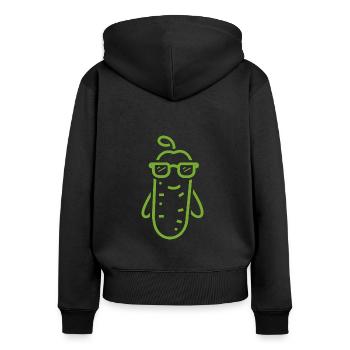Cornichon - Sweat à capuche zippé Premium bio Femme - noir - Dos - Julia (174cm)