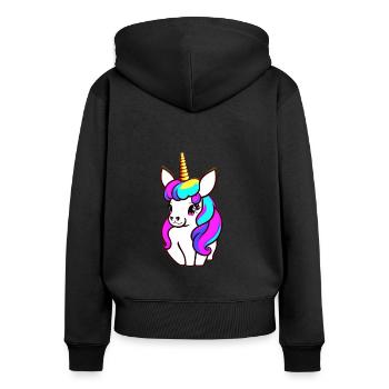 Multicolored cute unicorn - Women's Premium Organic Zip Hoodie - black - Back - Julia (174cm)