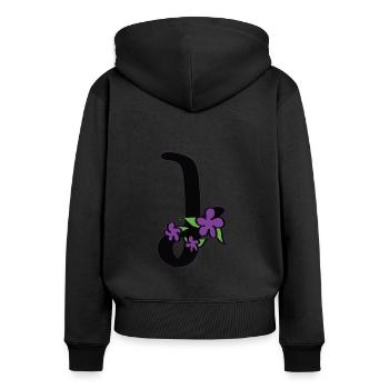 J wie jugendlich - Frauen Premium Bio Zip Hoodie - Schwarz - Hinten - Julia (174cm)