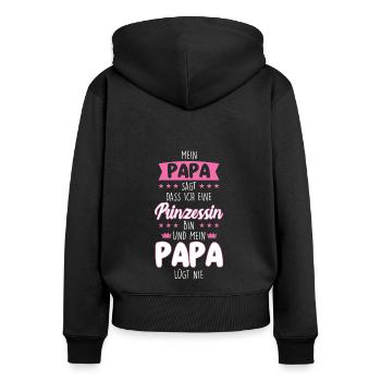 Tochter Papa Vater Geschenk - Frauen Premium Bio Zip Hoodie - Schwarz - Hinten - Julia (174cm)