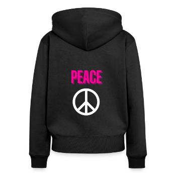 Paix - Echo - Front seulement - Sweat à capuche zippé Premium bio Femme - noir - Dos - Julia (174cm)