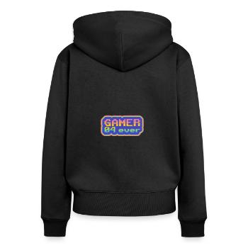 Gamer 04 ever - Frauen Premium Bio Zip Hoodie - Schwarz - Hinten - Julia (174cm)