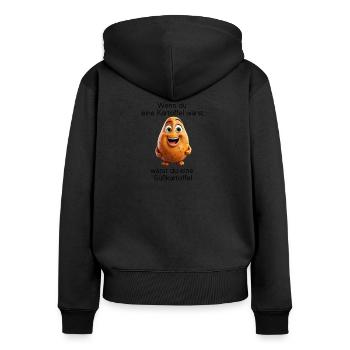 Süßkartoffel - Frauen Premium Bio Zip Hoodie - Schwarz - Hinten - Julia (174cm)