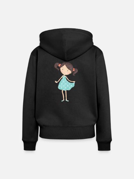Mädchen - Frauen Premium Bio Zip Hoodie - Schwarz