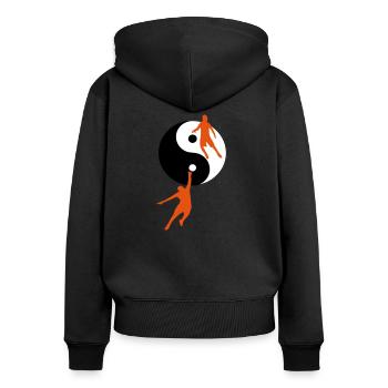 Basketballspieler - Frauen Premium Bio Zip Hoodie - Schwarz - Hinten - Julia (174cm)