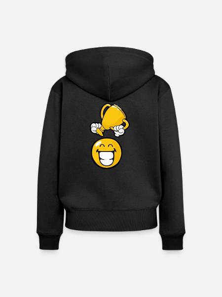 Smiley Winner - Frauen Premium Bio Zip Hoodie - Schwarz
